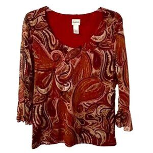 Chico’s Paisley Bell Sleeve Blouse Size L